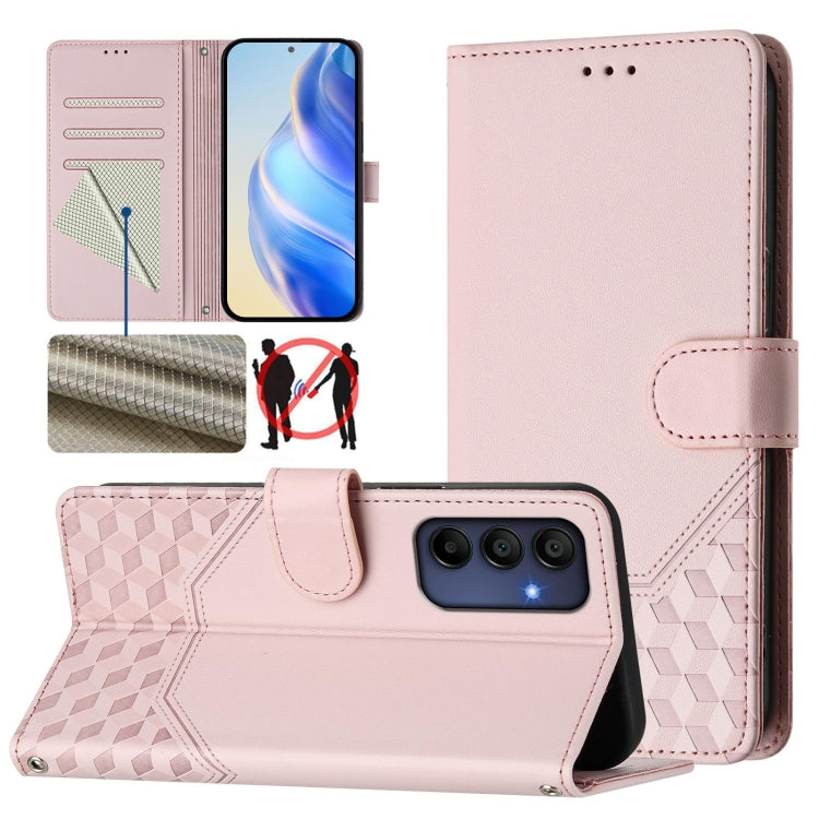 Honeycomb Embossing RFID Leather Phone Case, For Galaxy A27 5G, For Samsung Galaxy A17 4G, For Samsung Galaxy A07 4G, For Samsung Galaxy A06 5G / 4G, For Samsung Galaxy A56 5G, For Samsung Galaxy A26, For Samsung Galaxy A36, For Samsung Galaxy A16