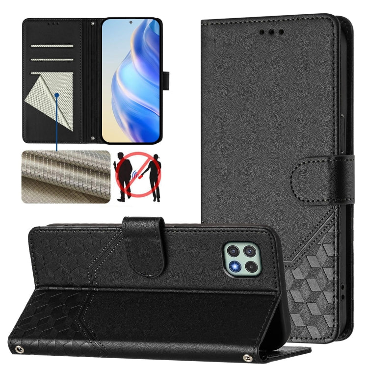 Honeycomb Embossing RFID Leather Phone Case, For Samsung Galaxy A24 4G Global, For Samsung Galaxy A23 5G / 4G / M23 5G, For Samsung Galaxy A04e / F04 / M04, For Samsung Galaxy A14 5G / 4G, For Samsung Galaxy A34 5G, For Samsung Galaxy A54 5G           ...