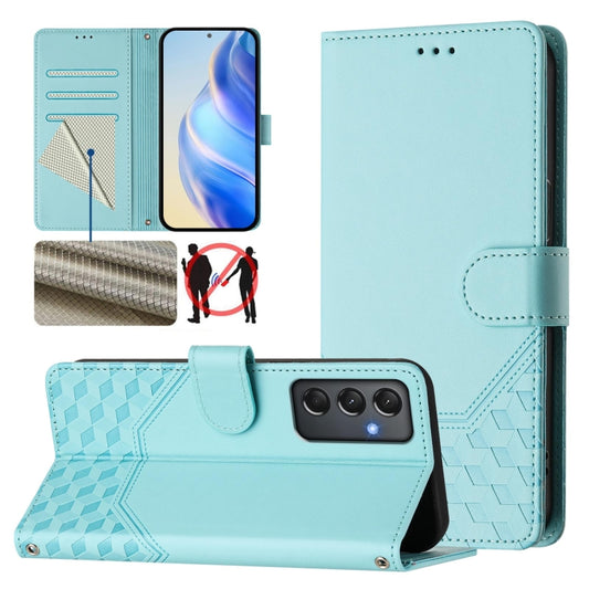 Honeycomb Embossing RFID Leather Phone Case, For Samsung Galaxy A24 4G Global, For Samsung Galaxy A23 5G / 4G / M23 5G, For Samsung Galaxy A04e / F04 / M04, For Samsung Galaxy A14 5G / 4G, For Samsung Galaxy A34 5G, For Samsung Galaxy A54 5G           ...