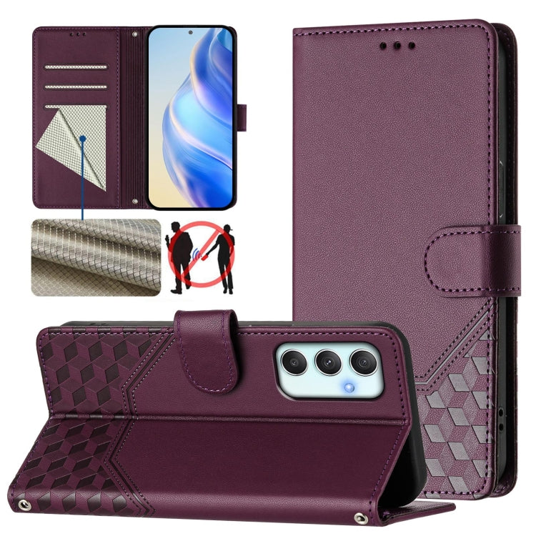 Honeycomb Embossing RFID Leather Phone Case, For Samsung Galaxy A24 4G Global, For Samsung Galaxy A23 5G / 4G / M23 5G, For Samsung Galaxy A04e / F04 / M04, For Samsung Galaxy A14 5G / 4G, For Samsung Galaxy A34 5G, For Samsung Galaxy A54 5G           ...