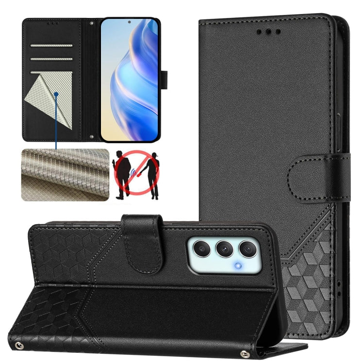 Honeycomb Embossing RFID Leather Phone Case, For Samsung Galaxy A06, For Samsung Galaxy XCover7 Pro, For Samsung Galaxy A15 5G / 4G, For Samsung Galaxy A55 5G Global, For Samsung Galaxy A35 5G, For Samsung Galaxy A05 4G Global                          ...