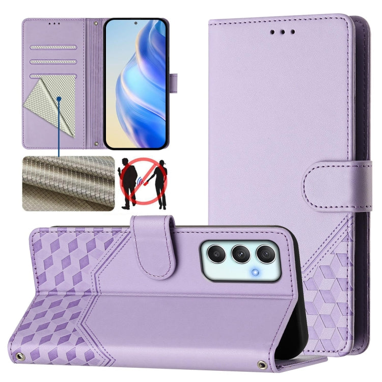 Honeycomb Embossing RFID Leather Phone Case, For Samsung Galaxy A06, For Samsung Galaxy XCover7 Pro, For Samsung Galaxy A15 5G / 4G, For Samsung Galaxy A55 5G Global, For Samsung Galaxy A35 5G, For Samsung Galaxy A05 4G Global                          ...