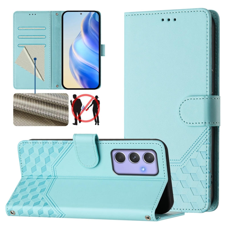 Honeycomb Embossing RFID Leather Phone Case, For Samsung Galaxy A24 4G Global, For Samsung Galaxy A23 5G / 4G / M23 5G, For Samsung Galaxy A04e / F04 / M04, For Samsung Galaxy A14 5G / 4G, For Samsung Galaxy A34 5G, For Samsung Galaxy A54 5G           ...