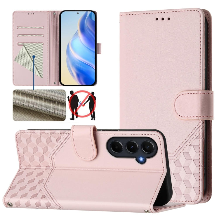 Honeycomb Embossing RFID Leather Phone Case, For Samsung Galaxy A06, For Samsung Galaxy XCover7 Pro, For Samsung Galaxy A15 5G / 4G, For Samsung Galaxy A55 5G Global, For Samsung Galaxy A35 5G, For Samsung Galaxy A05 4G Global                          ...