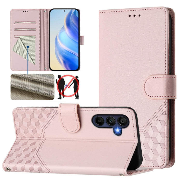 Honeycomb Embossing RFID Leather Phone Case, For Galaxy A27 5G, For Samsung Galaxy A17 4G, For Samsung Galaxy A07 4G, For Samsung Galaxy A06 5G / 4G, For Samsung Galaxy A56 5G, For Samsung Galaxy A26, For Samsung Galaxy A36, For Samsung Galaxy A16