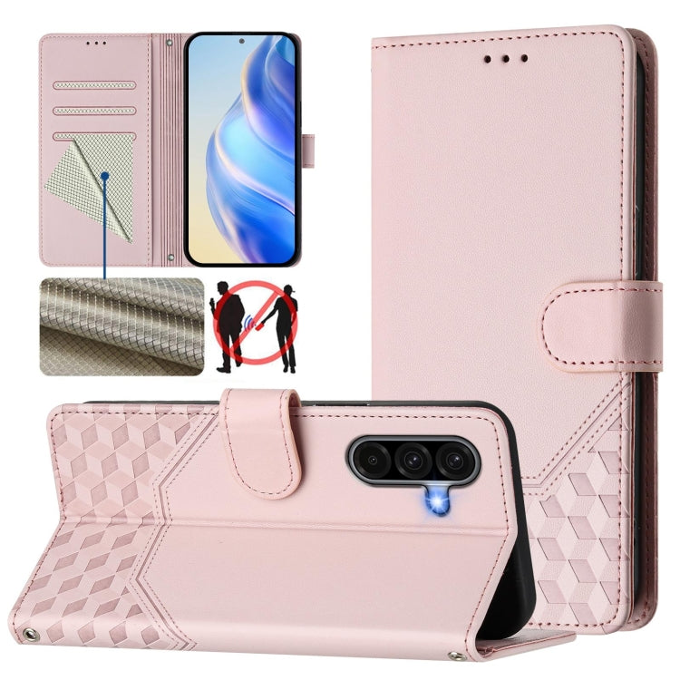Honeycomb Embossing RFID Leather Phone Case, For Galaxy A27 5G, For Samsung Galaxy A17 4G, For Samsung Galaxy A07 4G, For Samsung Galaxy A06 5G / 4G, For Samsung Galaxy A56 5G, For Samsung Galaxy A26, For Samsung Galaxy A36, For Samsung Galaxy A16
