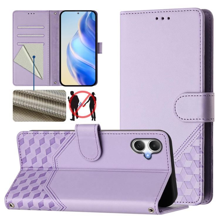 Honeycomb Embossing RFID Leather Phone Case, For Galaxy A27 5G, For Samsung Galaxy A17 4G, For Samsung Galaxy A07 4G, For Samsung Galaxy A06 5G / 4G, For Samsung Galaxy A56 5G, For Samsung Galaxy A26, For Samsung Galaxy A36, For Samsung Galaxy A16