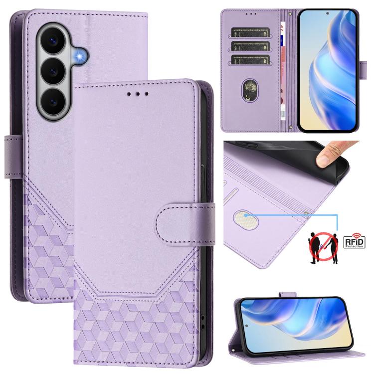 Honeycomb Embossing RFID Leather Phone Case, For Galaxy A27 5G, For Samsung Galaxy A17 4G, For Samsung Galaxy A07 4G, For Samsung Galaxy A06 5G / 4G, For Samsung Galaxy A56 5G, For Samsung Galaxy A26, For Samsung Galaxy A36, For Samsung Galaxy A16