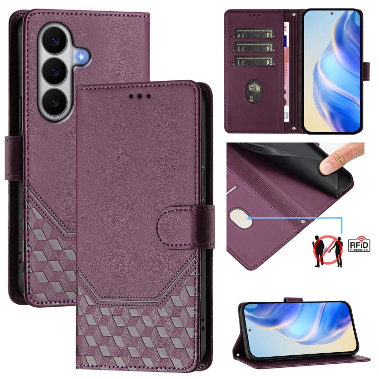 Honeycomb Embossing RFID Leather Phone Case, For Galaxy A27 5G, For Samsung Galaxy A17 4G, For Samsung Galaxy A07 4G, For Samsung Galaxy A06 5G / 4G, For Samsung Galaxy A56 5G, For Samsung Galaxy A26, For Samsung Galaxy A36, For Samsung Galaxy A16