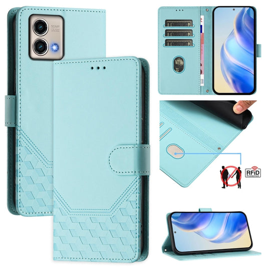 Honeycomb Embossing RFID Leather Phone Case, For Motorola Moto G Stylus 5G 2023, For Motorola Moto E13 2023 4G, For Motorola Moto G73 5G, For Motorola Moto G 5G 2023, For Motorola Moto G Pure 2021/ G Play 2023, For Motorola Moto G72                    ...