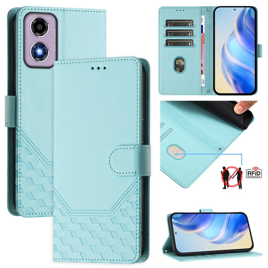 Honeycomb Embossing RFID Leather Phone Case, For Motorola Moto G04 4G / G04s 4G, For Motorola Moto G85 5G, For Motorola Moto G53 5G / G13 4G / G23 4G, For Motorola Moto G53y 5G / G53j 5G, For Motorola Moto G24 Power 4G India                            ...