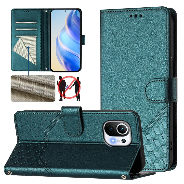Honeycomb Embossing RFID Leather Phone Case, For Xiaomi Poco X3 GT, For Xiaomi Mi 11 Ultra, For Xiaomi Mi 11 Pro, For Xiaomi Mi 11