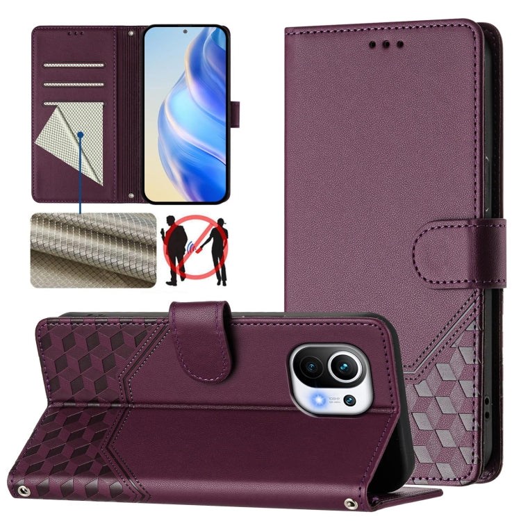 Honeycomb Embossing RFID Leather Phone Case, For Xiaomi Poco X3 GT, For Xiaomi Mi 11 Ultra, For Xiaomi Mi 11 Pro, For Xiaomi Mi 11
