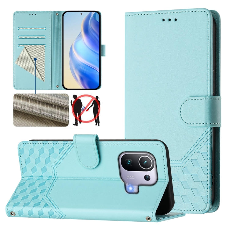 Honeycomb Embossing RFID Leather Phone Case, For Xiaomi Poco X3 GT, For Xiaomi Mi 11 Ultra, For Xiaomi Mi 11 Pro, For Xiaomi Mi 11