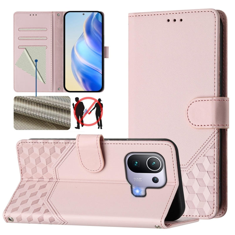 Honeycomb Embossing RFID Leather Phone Case, For Xiaomi Poco X3 GT, For Xiaomi Mi 11 Ultra, For Xiaomi Mi 11 Pro, For Xiaomi Mi 11
