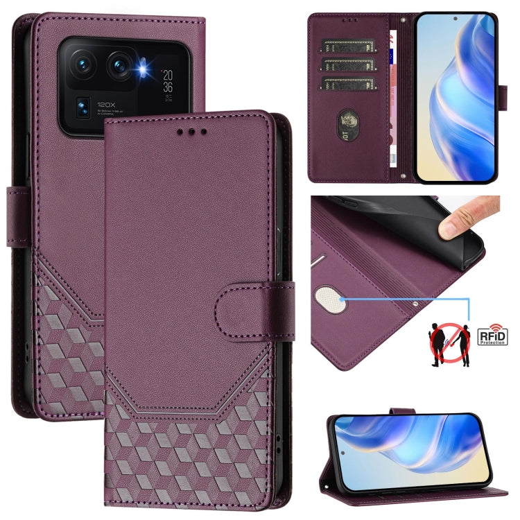 Honeycomb Embossing RFID Leather Phone Case, For Xiaomi Poco X3 GT, For Xiaomi Mi 11 Ultra, For Xiaomi Mi 11 Pro, For Xiaomi Mi 11
