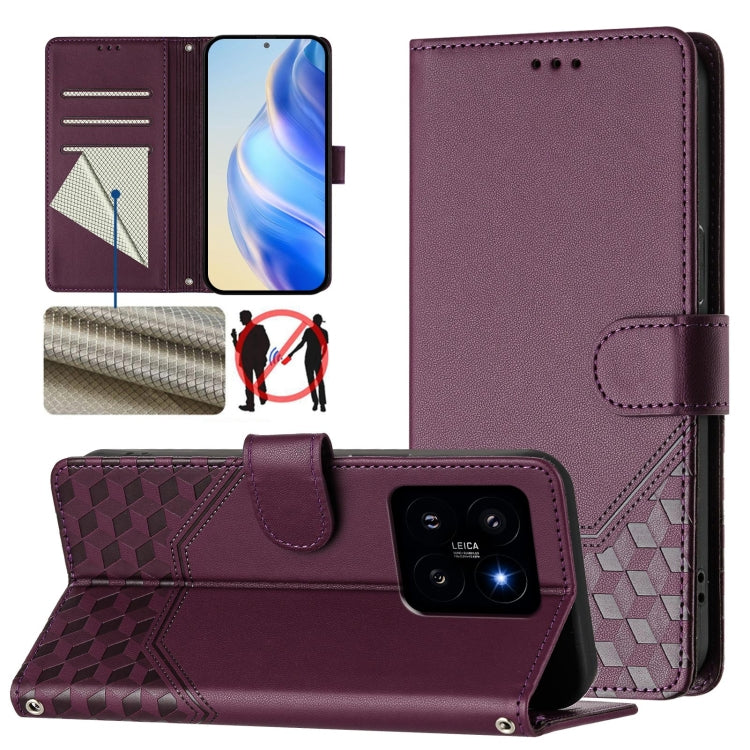 Honeycomb Embossing RFID Leather Phone Case, For Xiaomi Poco F6 5G, For Xiaomi Poco M6 Pro 4G, For Xiaomi Poco X6 Neo 5G, For Xiaomi Poco X6 Pro / Redmi K70E, For Xiaomi Poco X6 5G, For Xiaomi 14 Ultra 5G, For Xiaomi 14 Pro 5G, For Xiaomi 14