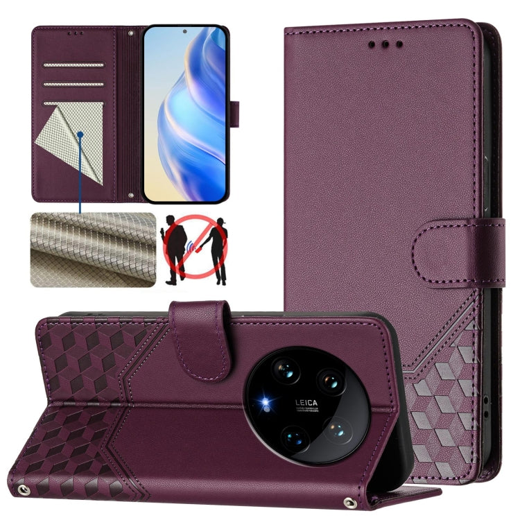 Honeycomb Embossing RFID Leather Phone Case, For Xiaomi Poco F6 5G, For Xiaomi Poco M6 Pro 4G, For Xiaomi Poco X6 Neo 5G, For Xiaomi Poco X6 Pro / Redmi K70E, For Xiaomi Poco X6 5G, For Xiaomi 14 Ultra 5G, For Xiaomi 14 Pro 5G, For Xiaomi 14