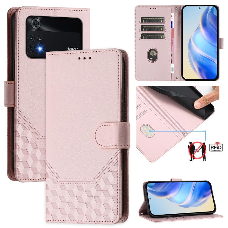 Honeycomb Embossing RFID Leather Phone Case, For Xiaomi 12 5G / 12X 5G / 12S 5G, For Xiaomi 12 Lite, For Xiaomi Poco C40 / Redmi 10C, For Xiaomi Civi 1S, For Xiaomi Poco M4 Pro 4G, For Xiaomi Poco X4 Pro 5G, For Xiaomi Mi 11 Lite / Mi 11 Lite 5G NE    ...