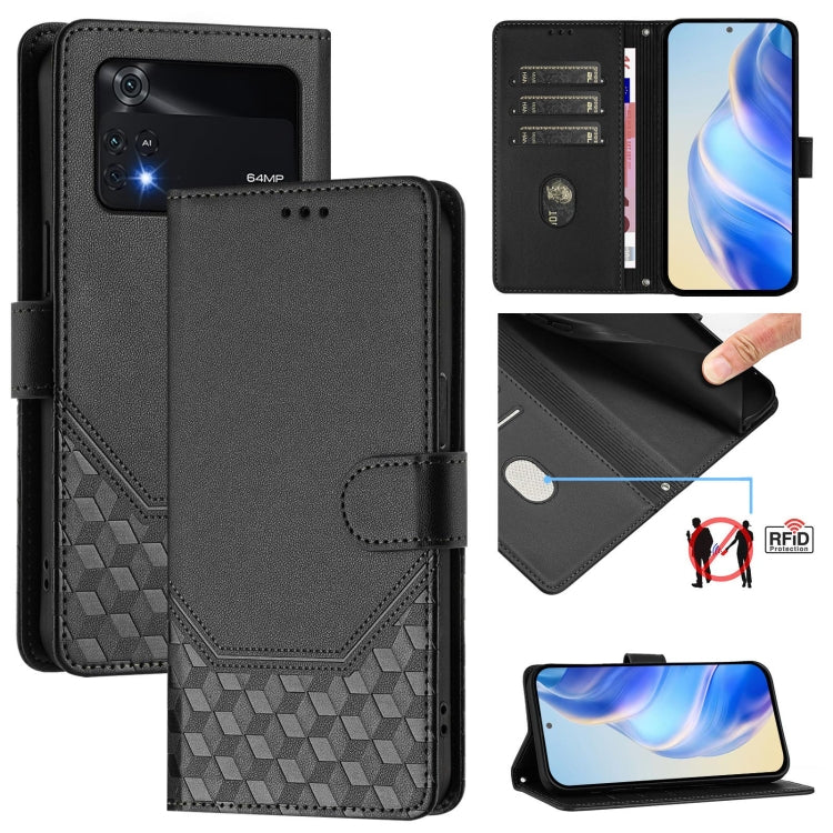 Honeycomb Embossing RFID Leather Phone Case, For Xiaomi 12 5G / 12X 5G / 12S 5G, For Xiaomi 12 Lite, For Xiaomi Poco C40 / Redmi 10C, For Xiaomi Civi 1S, For Xiaomi Poco M4 Pro 4G, For Xiaomi Poco X4 Pro 5G, For Xiaomi Mi 11 Lite / Mi 11 Lite 5G NE    ...