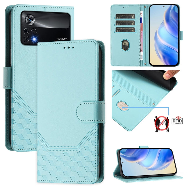 Honeycomb Embossing RFID Leather Phone Case, For Xiaomi 12 5G / 12X 5G / 12S 5G, For Xiaomi 12 Lite, For Xiaomi Poco C40 / Redmi 10C, For Xiaomi Civi 1S, For Xiaomi Poco M4 Pro 4G, For Xiaomi Poco X4 Pro 5G, For Xiaomi Mi 11 Lite / Mi 11 Lite 5G NE    ...