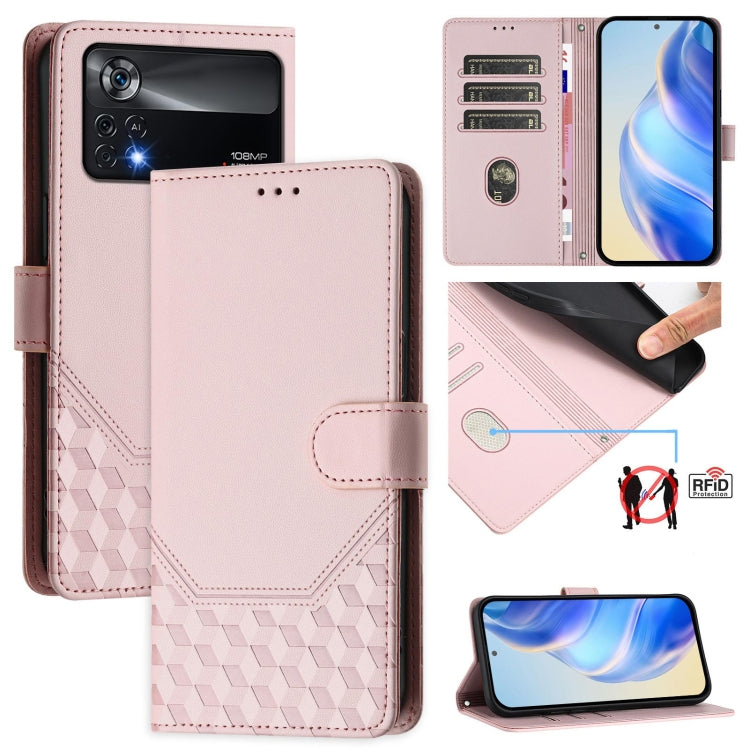 Honeycomb Embossing RFID Leather Phone Case, For Xiaomi 12 5G / 12X 5G / 12S 5G, For Xiaomi 12 Lite, For Xiaomi Poco C40 / Redmi 10C, For Xiaomi Civi 1S, For Xiaomi Poco M4 Pro 4G, For Xiaomi Poco X4 Pro 5G, For Xiaomi Mi 11 Lite / Mi 11 Lite 5G NE    ...