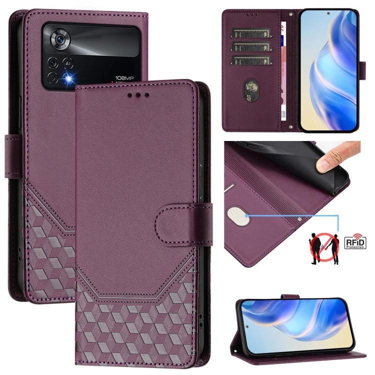Honeycomb Embossing RFID Leather Phone Case, For Xiaomi 12 5G / 12X 5G / 12S 5G, For Xiaomi 12 Lite, For Xiaomi Poco C40 / Redmi 10C, For Xiaomi Civi 1S, For Xiaomi Poco M4 Pro 4G, For Xiaomi Poco X4 Pro 5G, For Xiaomi Mi 11 Lite / Mi 11 Lite 5G NE    ...