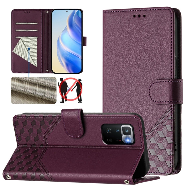 Honeycomb Embossing RFID Leather Phone Case, For Xiaomi Poco X3 GT, For Xiaomi Mi 11 Ultra, For Xiaomi Mi 11 Pro, For Xiaomi Mi 11