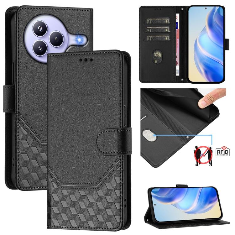 Honeycomb Embossing RFID Leather Phone Case, For Xiaomi 17 Max 5G, For Xiaomi 17T Pro 5G, For Redmi 15 5G Global / 15 4G SEA 169.5mm, For Xiaomi 15T Pro 5G, For Xiaomi 15T 5G, For Xiaomi Civi 5 Pro 5G, For Xiaomi 15S Pro 5G                             ...