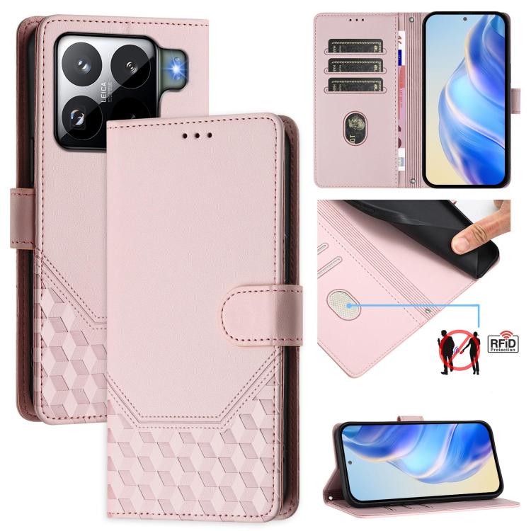 Honeycomb Embossing RFID Leather Phone Case, For Xiaomi 17 Max 5G, For Xiaomi 17T Pro 5G, For Redmi 15 5G Global / 15 4G SEA 169.5mm, For Xiaomi 15T Pro 5G, For Xiaomi 15T 5G, For Xiaomi Civi 5 Pro 5G, For Xiaomi 15S Pro 5G                             ...