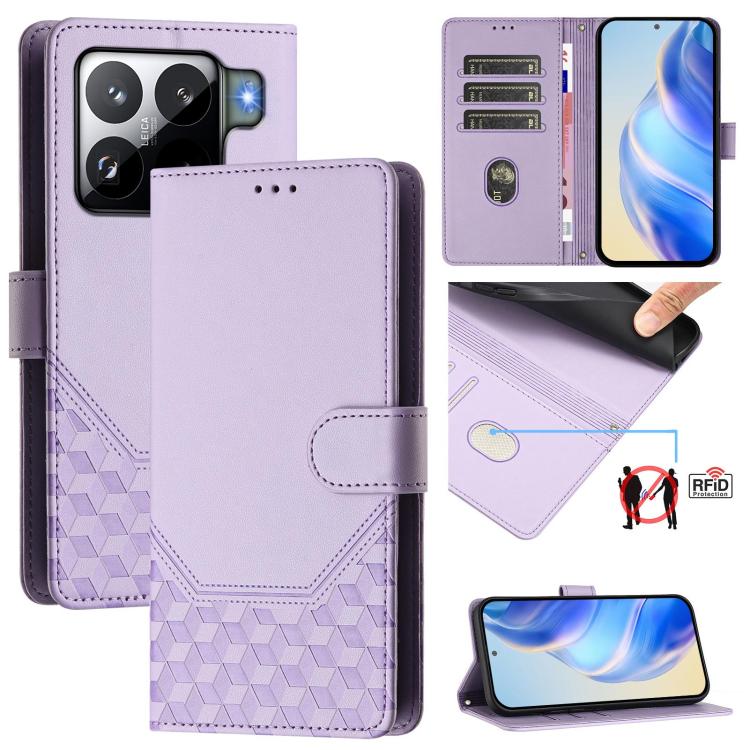 Honeycomb Embossing RFID Leather Phone Case, For Xiaomi 17 Max 5G, For Xiaomi 17T Pro 5G, For Redmi 15 5G Global / 15 4G SEA 169.5mm, For Xiaomi 15T Pro 5G, For Xiaomi 15T 5G, For Xiaomi Civi 5 Pro 5G, For Xiaomi 15S Pro 5G                             ...
