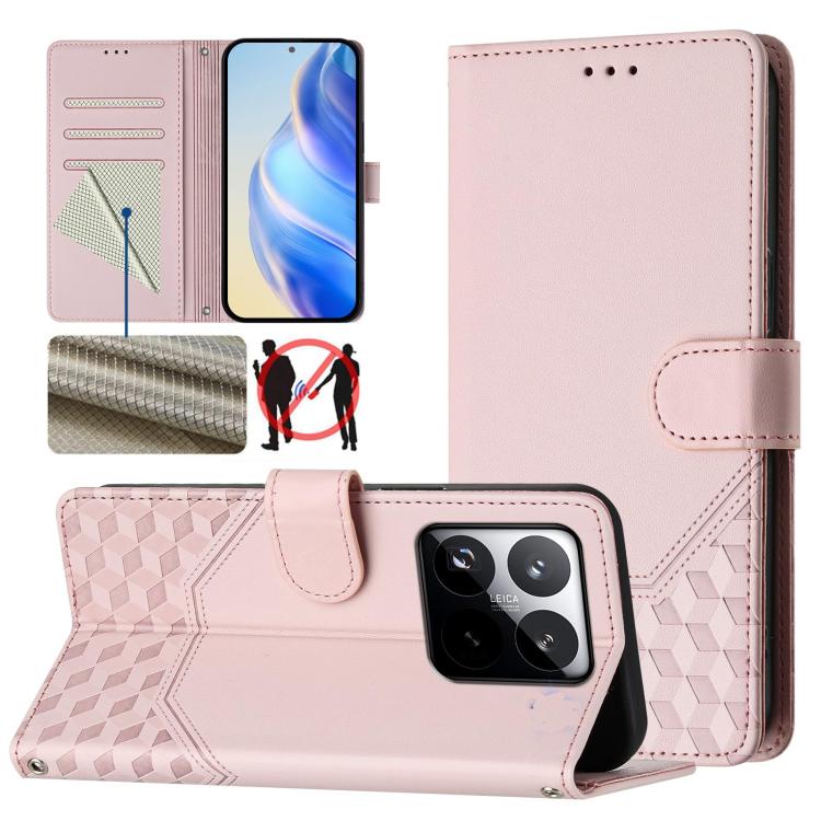 Honeycomb Embossing RFID Leather Phone Case, For Xiaomi 17 Max 5G, For Xiaomi 17T Pro 5G, For Redmi 15 5G Global / 15 4G SEA 169.5mm, For Xiaomi 15T Pro 5G, For Xiaomi 15T 5G, For Xiaomi Civi 5 Pro 5G, For Xiaomi 15S Pro 5G                             ...