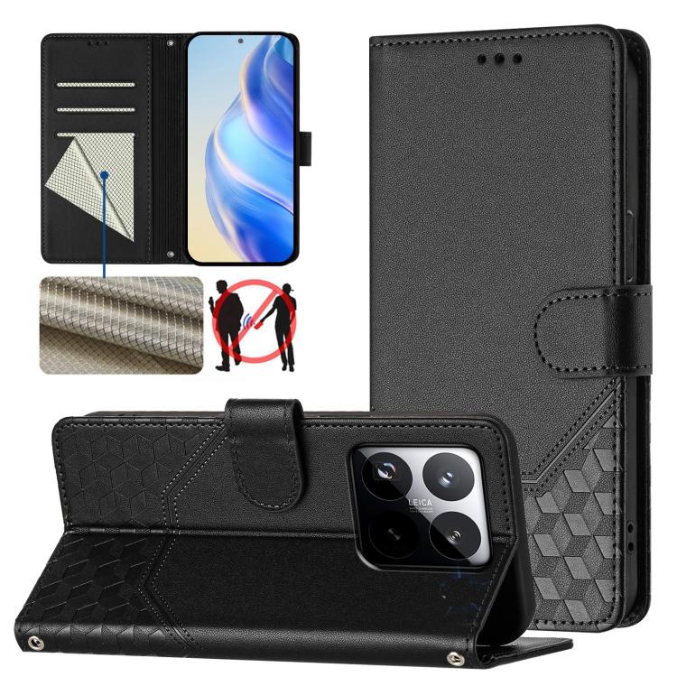 Honeycomb Embossing RFID Leather Phone Case, For Xiaomi 17 Max 5G, For Xiaomi 17T Pro 5G, For Redmi 15 5G Global / 15 4G SEA 169.5mm, For Xiaomi 15T Pro 5G, For Xiaomi 15T 5G, For Xiaomi Civi 5 Pro 5G, For Xiaomi 15S Pro 5G                             ...