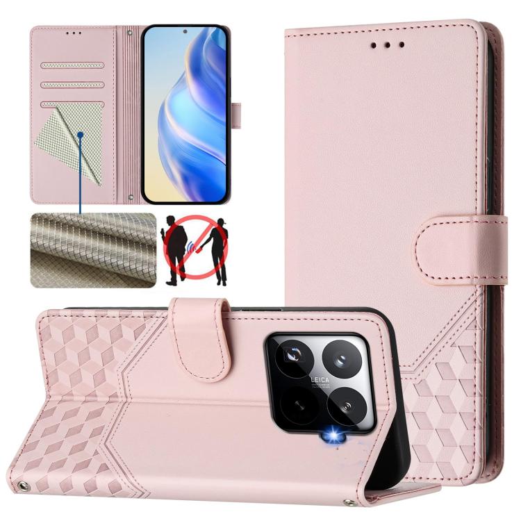 Honeycomb Embossing RFID Leather Phone Case, For Xiaomi 17 Max 5G, For Xiaomi 17T Pro 5G, For Redmi 15 5G Global / 15 4G SEA 169.5mm, For Xiaomi 15T Pro 5G, For Xiaomi 15T 5G, For Xiaomi Civi 5 Pro 5G, For Xiaomi 15S Pro 5G                             ...
