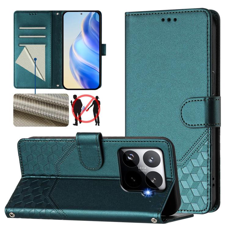 Honeycomb Embossing RFID Leather Phone Case, For Xiaomi 17 Max 5G, For Xiaomi 17T Pro 5G, For Redmi 15 5G Global / 15 4G SEA 169.5mm, For Xiaomi 15T Pro 5G, For Xiaomi 15T 5G, For Xiaomi Civi 5 Pro 5G, For Xiaomi 15S Pro 5G                             ...
