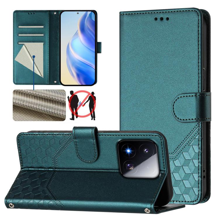 Honeycomb Embossing RFID Leather Phone Case, For Xiaomi 17 Max 5G, For Xiaomi 17T Pro 5G, For Redmi 15 5G Global / 15 4G SEA 169.5mm, For Xiaomi 15T Pro 5G, For Xiaomi 15T 5G, For Xiaomi Civi 5 Pro 5G, For Xiaomi 15S Pro 5G                             ...