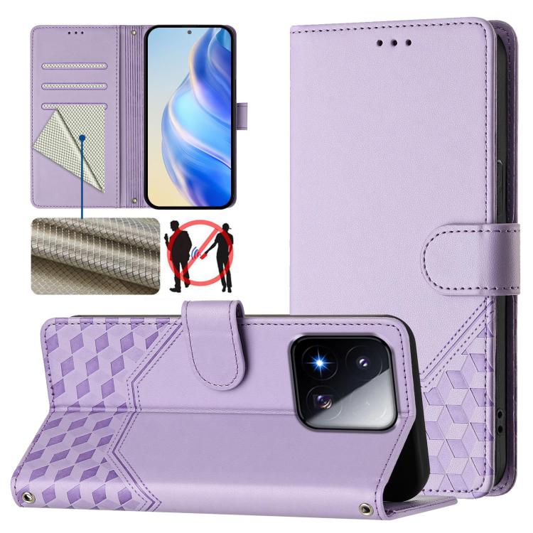 Honeycomb Embossing RFID Leather Phone Case, For Xiaomi 17 Max 5G, For Xiaomi 17T Pro 5G, For Redmi 15 5G Global / 15 4G SEA 169.5mm, For Xiaomi 15T Pro 5G, For Xiaomi 15T 5G, For Xiaomi Civi 5 Pro 5G, For Xiaomi 15S Pro 5G                             ...