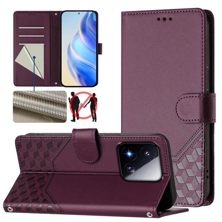 Honeycomb Embossing RFID Leather Phone Case, For Xiaomi 17 Max 5G, For Xiaomi 17T Pro 5G, For Redmi 15 5G Global / 15 4G SEA 169.5mm, For Xiaomi 15T Pro 5G, For Xiaomi 15T 5G, For Xiaomi Civi 5 Pro 5G, For Xiaomi 15S Pro 5G                             ...