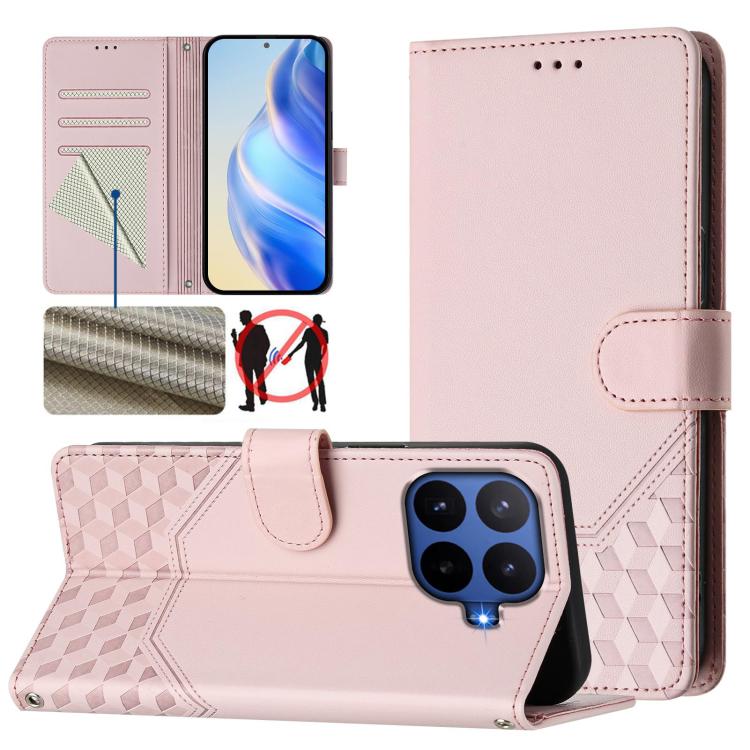 Honeycomb Embossing RFID Leather Phone Case, For Xiaomi 17 Max 5G, For Xiaomi 17T Pro 5G, For Redmi 15 5G Global / 15 4G SEA 169.5mm, For Xiaomi 15T Pro 5G, For Xiaomi 15T 5G, For Xiaomi Civi 5 Pro 5G, For Xiaomi 15S Pro 5G                             ...