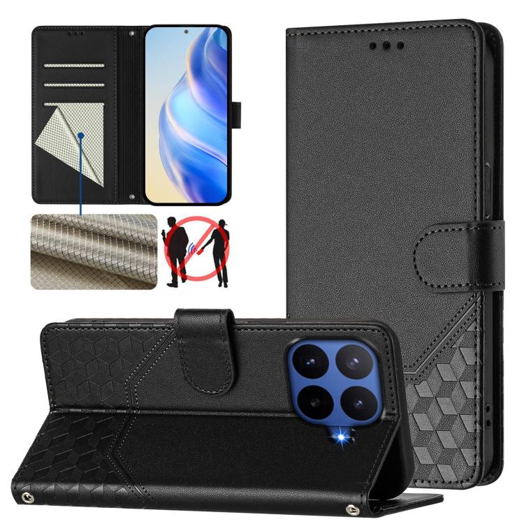 Honeycomb Embossing RFID Leather Phone Case, For Xiaomi 17 Max 5G, For Xiaomi 17T Pro 5G, For Redmi 15 5G Global / 15 4G SEA 169.5mm, For Xiaomi 15T Pro 5G, For Xiaomi 15T 5G, For Xiaomi Civi 5 Pro 5G, For Xiaomi 15S Pro 5G                             ...