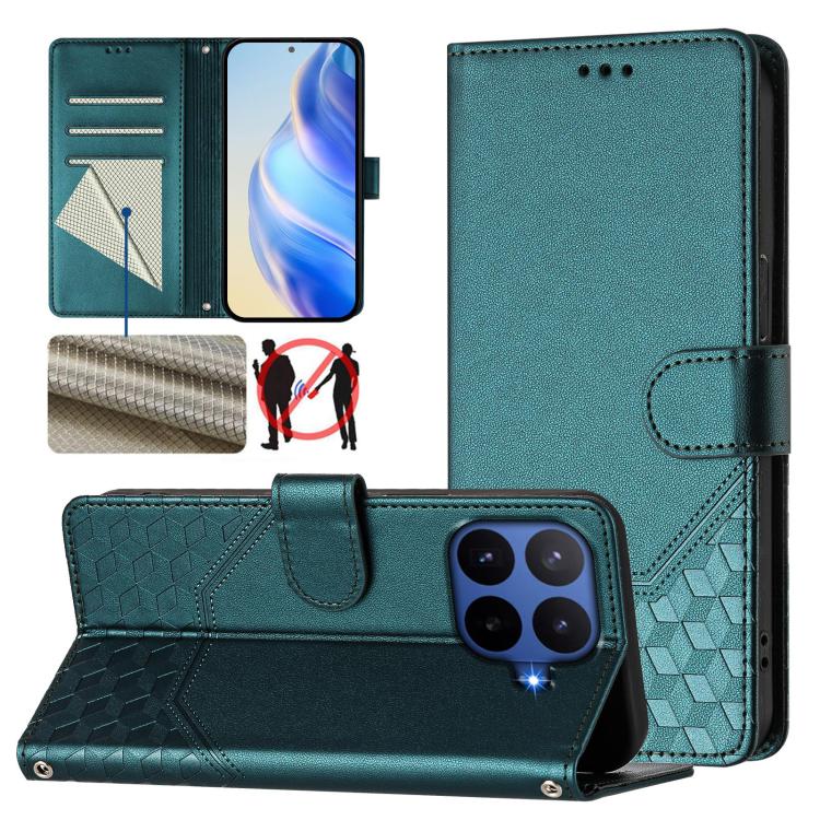 Honeycomb Embossing RFID Leather Phone Case, For Xiaomi 17 Max 5G, For Xiaomi 17T Pro 5G, For Redmi 15 5G Global / 15 4G SEA 169.5mm, For Xiaomi 15T Pro 5G, For Xiaomi 15T 5G, For Xiaomi Civi 5 Pro 5G, For Xiaomi 15S Pro 5G                             ...