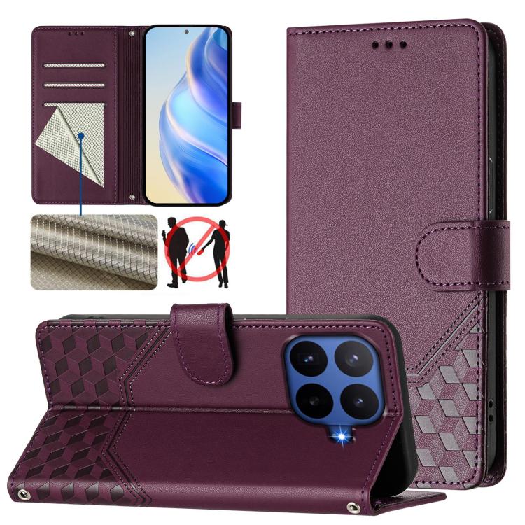Honeycomb Embossing RFID Leather Phone Case, For Xiaomi 17 Max 5G, For Xiaomi 17T Pro 5G, For Redmi 15 5G Global / 15 4G SEA 169.5mm, For Xiaomi 15T Pro 5G, For Xiaomi 15T 5G, For Xiaomi Civi 5 Pro 5G, For Xiaomi 15S Pro 5G                             ...