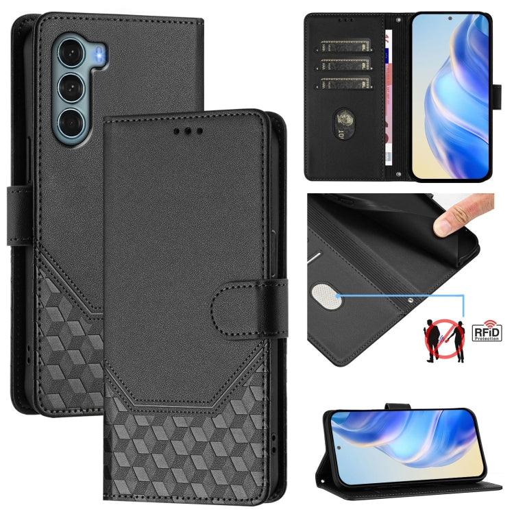Honeycomb Embossing RFID Leather Phone Case, For Motorola Edge X30 / Edge 30 Pro, For Motorola Edge S30 / Moto G200 5G