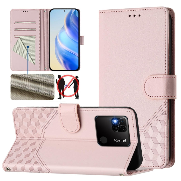 Honeycomb Embossing RFID Leather Phone Case, For Redmi Note 10 4G / 10S 4G / 11 SE India, For Redmi K50i / Note 11T Pro+ 5G, For Redmi Note 11 Pro+ 5G Europe, For Redmi Note 11S 5G, For Redmi 10A / 9C, For Redmi 10 2022 / 2021, For Redmi K40 / K40 Pro ...