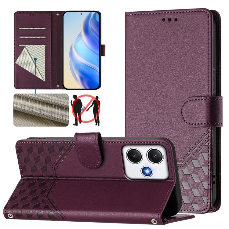 Honeycomb Embossing RFID Leather Phone Case, For Redmi Note 13 Pro+ 5G Global, For Redmi K60 Ultra, For Redmi 12 5G / 4G Global / Note 12R, For Redmi K60 / K60 Pro, For Redmi Note 11 4G / 11S 4G / 12S Global, For Redmi A1+ / A2+                        ...