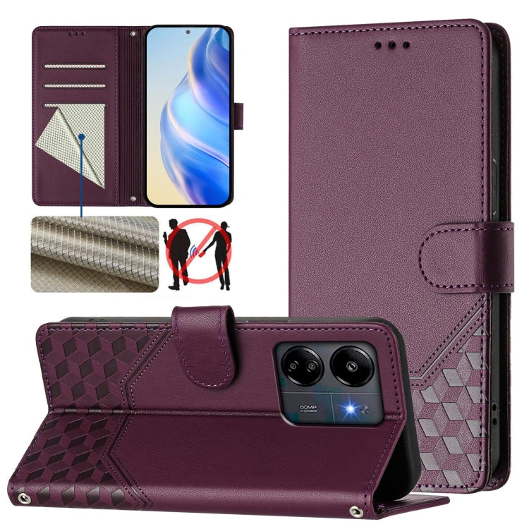 Honeycomb Embossing RFID Leather Phone Case, For Redmi K70 Ultra 5G, For Redmi 13 5G / 4G Global, For Redmi A3 4G Global / A3X 4G, For Redmi Note 13 Pro 4G Global, For Redmi 13C 4G, For Redmi Note 13 4G Global, For Redmi Note 13 Pro 5G Global          ...