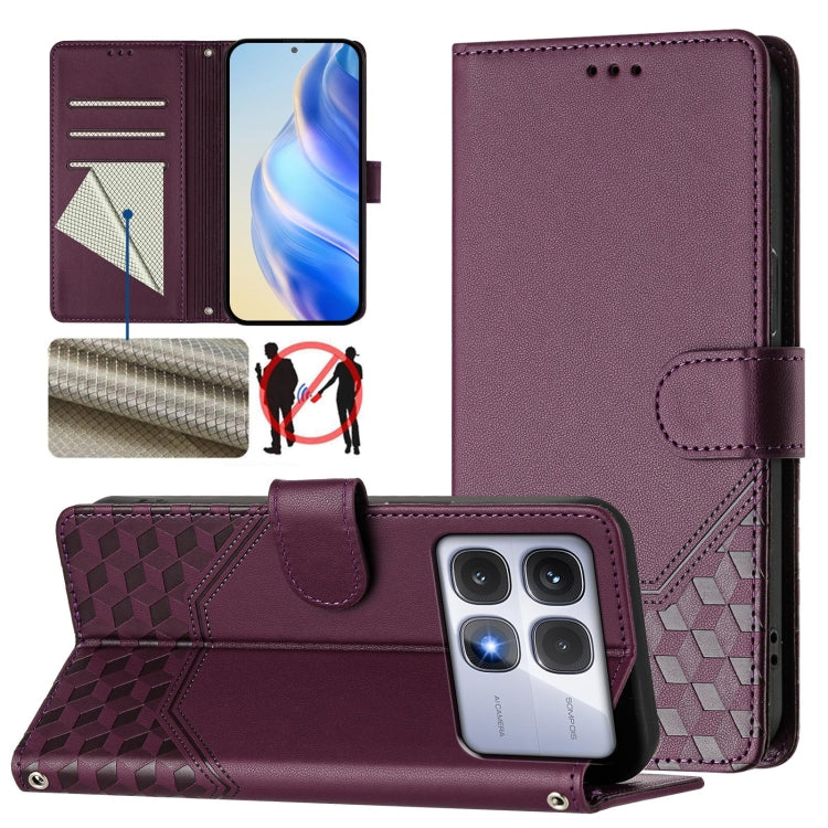 Honeycomb Embossing RFID Leather Phone Case, For Redmi K70 Ultra 5G, For Redmi 13 5G / 4G Global, For Redmi A3 4G Global / A3X 4G, For Redmi Note 13 Pro 4G Global, For Redmi 13C 4G, For Redmi Note 13 4G Global, For Redmi Note 13 Pro 5G Global          ...
