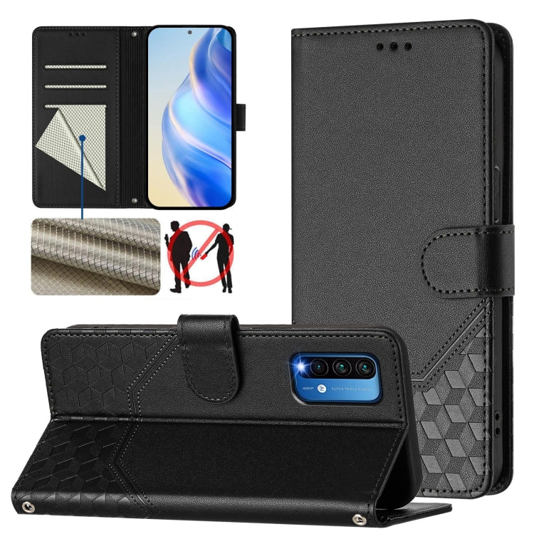 Honeycomb Embossing RFID Leather Phone Case, For Redmi Note 10 Pro 4G / Note 10 Pro Max, For Redmi 9T Global, For Redmi Note 9T Global