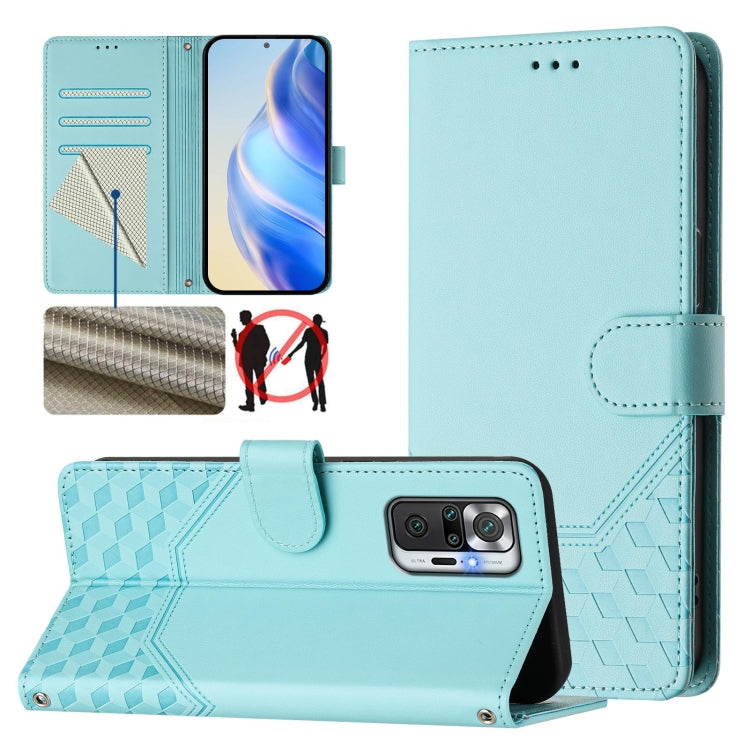Honeycomb Embossing RFID Leather Phone Case, For Redmi Note 10 Pro 4G / Note 10 Pro Max, For Redmi 9T Global, For Redmi Note 9T Global