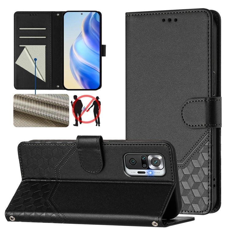 Honeycomb Embossing RFID Leather Phone Case, For Redmi Note 10 Pro 4G / Note 10 Pro Max, For Redmi 9T Global, For Redmi Note 9T Global